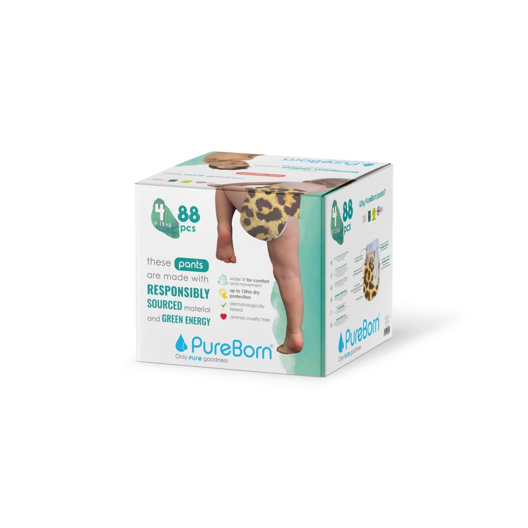 PureBorn - Pull Ups Nappy Master Pack | Size 4 | 9-15KG | Assorted Prints | 88 Pcs
